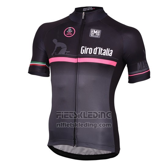 2016 Fietskleding Giro d'Italia Zwart en Rood Korte Mouwen en Koersbroek